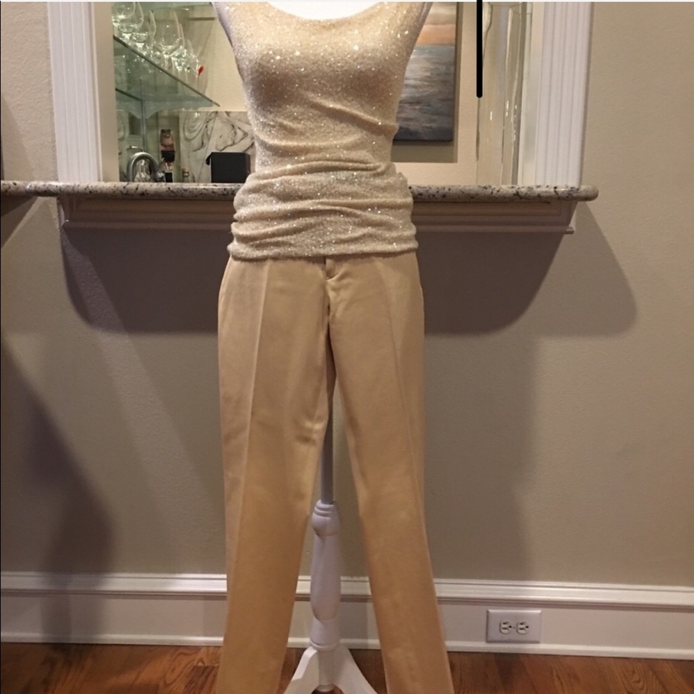 Donna Karan Pale Yellow Sequined Sweater
